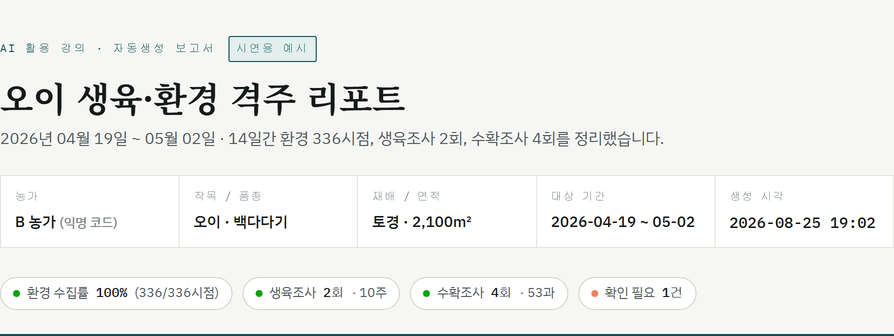 보고서 머리글의 신뢰도 배지