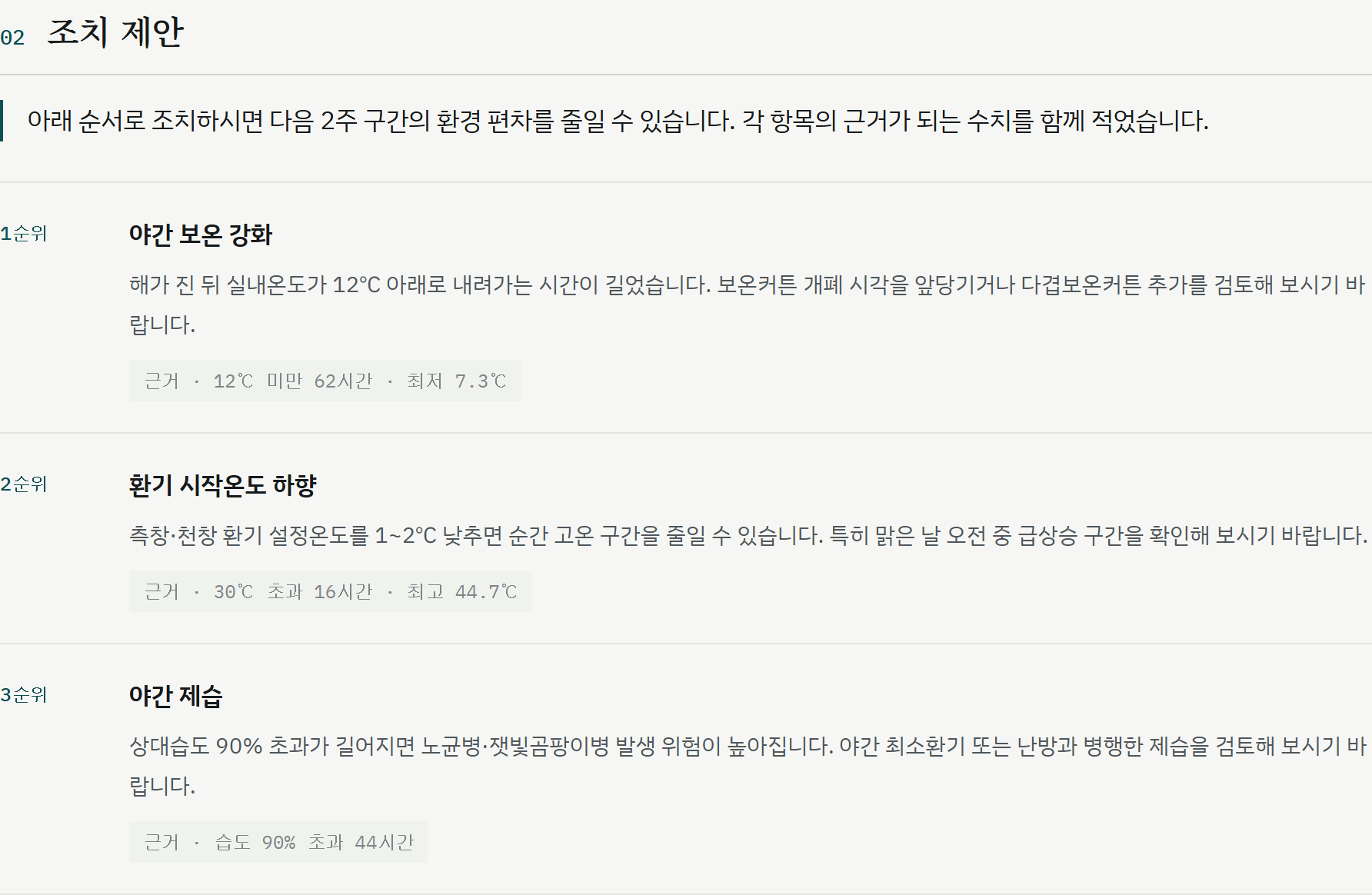 조치 제안 절