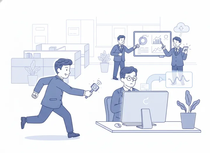 한 작업을 여러 도구로 '이어달리기' 시킨다 설명 삽화